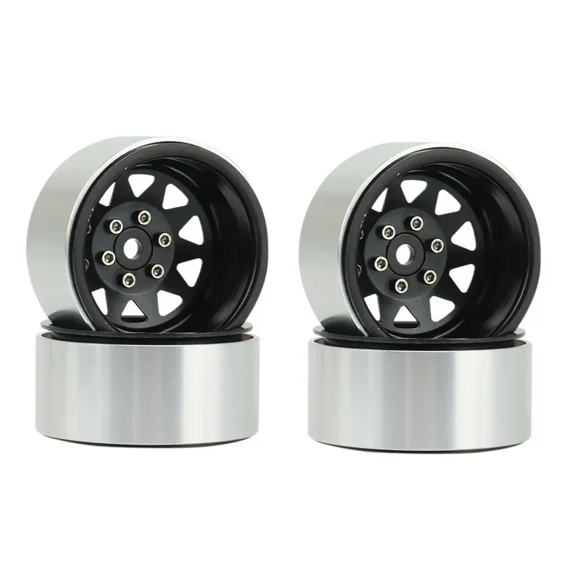 4PCS Deep Dish Wagon 1.9 Metal Beadlock Wheel Hub Rim for 1/10 RC Crawler Axial SCX10 90046 Trxs TRX4 RC4WD D90