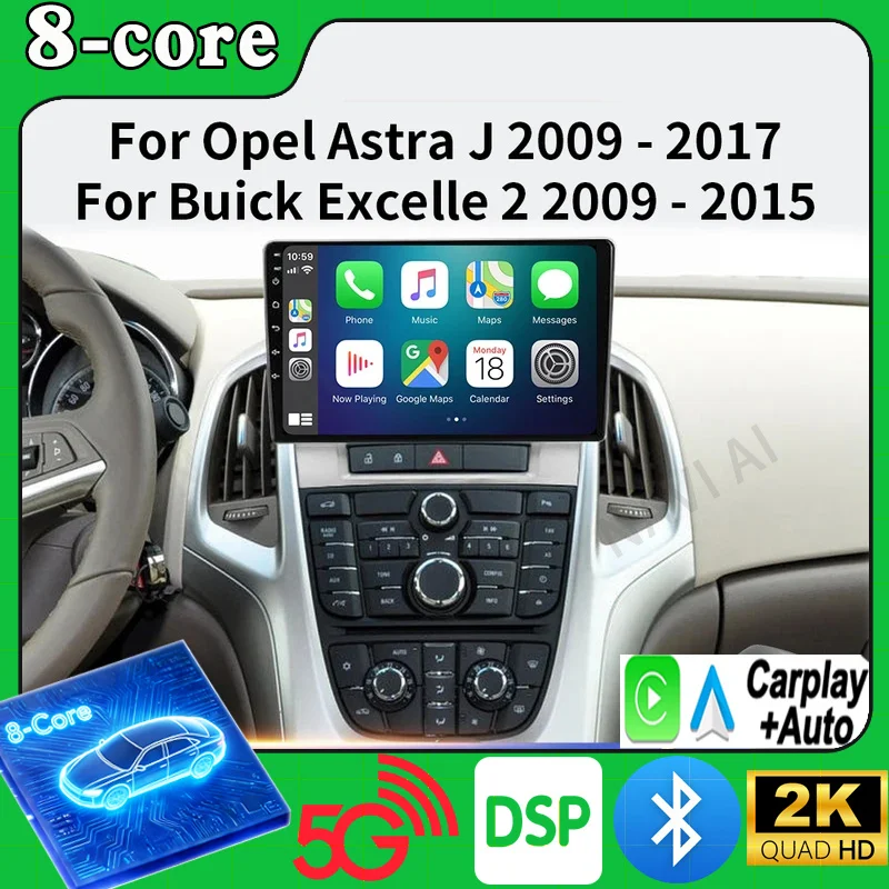Android 16 Radio For Opel Astra J 2009-2017 For Buick Excelle 2 2009-2015 Car stereo Multimedia Player Carplay Auto GPS BT DVD