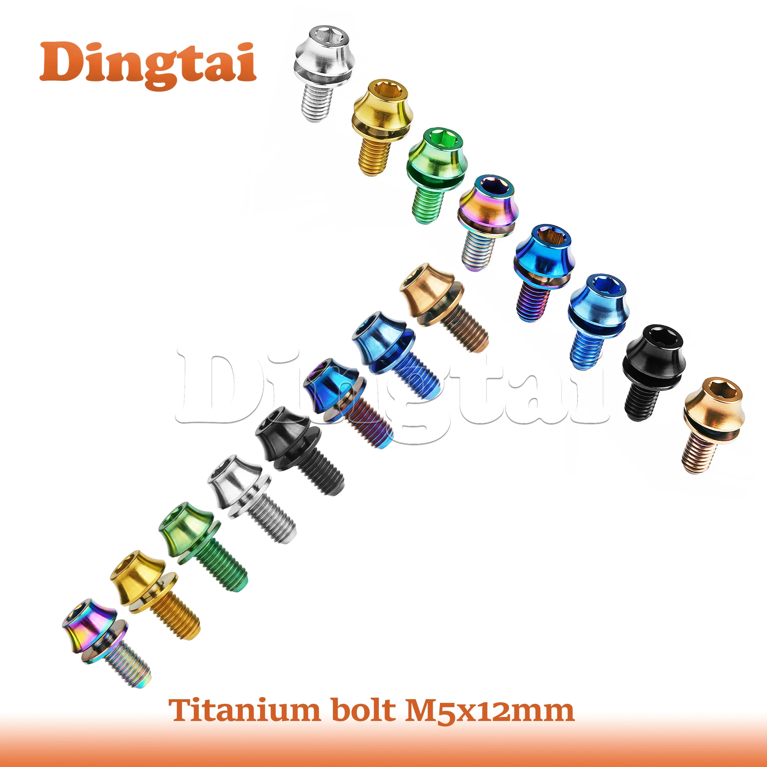 Dingtai Titanium Bolt M5x12mm Round head with Gasket Screws  for Fixing Bike Water Bottle Cage Screw Cycling Water Bottle Cage