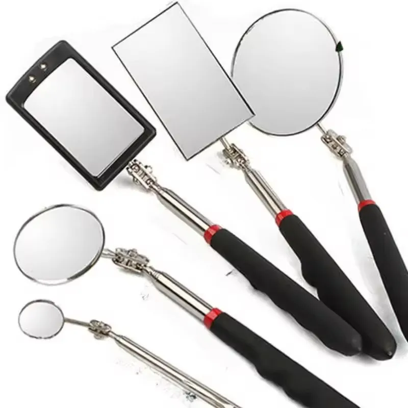 Car 360° Inspection Mirror LED Light Telescoping Mirrors Extend Mechanic Tool Inspection Mirror Telescopic Handle Repairing Tool