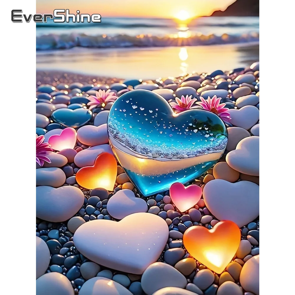 Evershine Diamant Stickerei Liebe Herz Stein Neue Kollektion Malerei Meer Strass Bilder Mosaik Sonnenuntergang Handgemachte Hobby