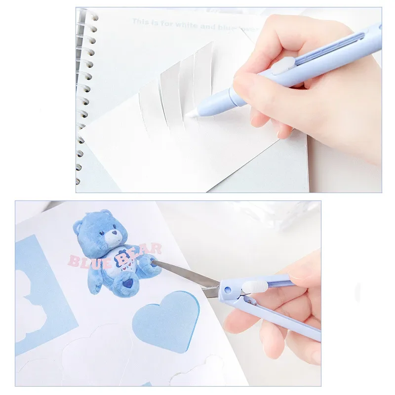 Mini Paper Cutting Knife Scissors Set for Kids Solid Color Scrapbook Stationery Scissors Ceramics Knife Lovely Art Tool Kits