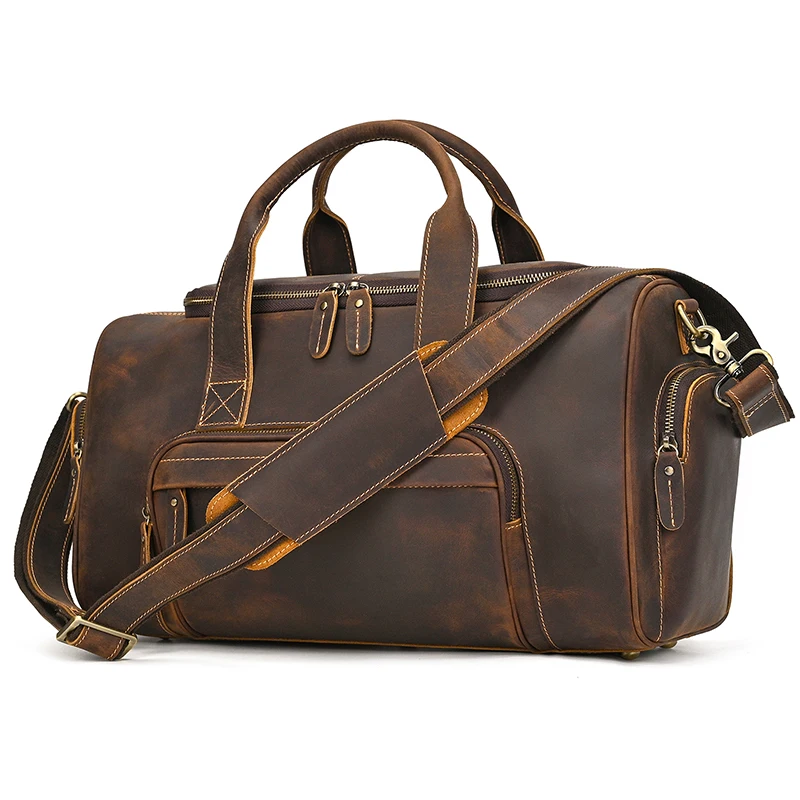 2023 New Fashion Brand Designer Business Trip Travel Bag For Man Outdoor Genuine Leather Duffle Bag Male Coffee Handbag Totes