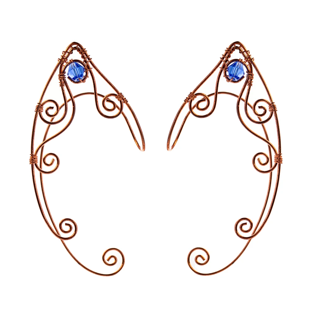 

Retro Earrings Ear Cuffs Non Piercing Lightweight Copper Color Elf Design Fashion Accessories for Women Cosplay Prop
