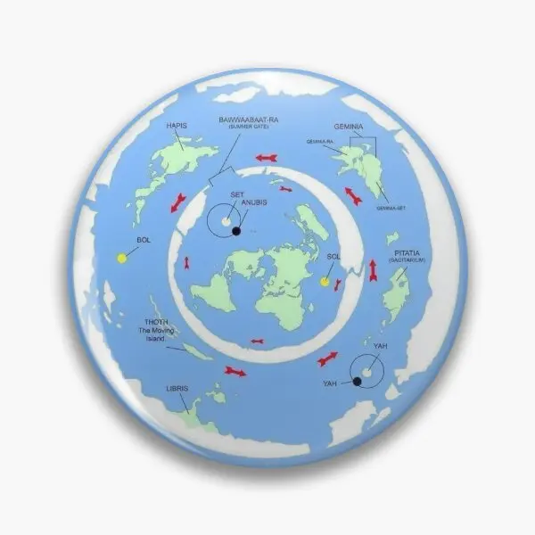 Land Beyond Flat Earth Azimuthal Equidis Soft Button Pin Metal Gift Collar Funny Creative Fashion Decor Brooch Clothes Cute