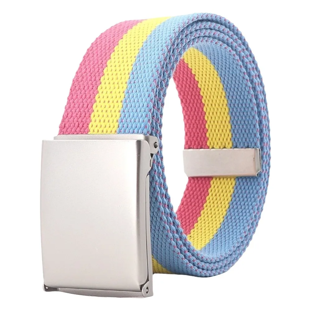 Fashion Metal Buckle Canvas Waist Belt Adjustable Stripe Men's Business Belt Multifunctional Jeans Accessories Nylon Belt Unisex