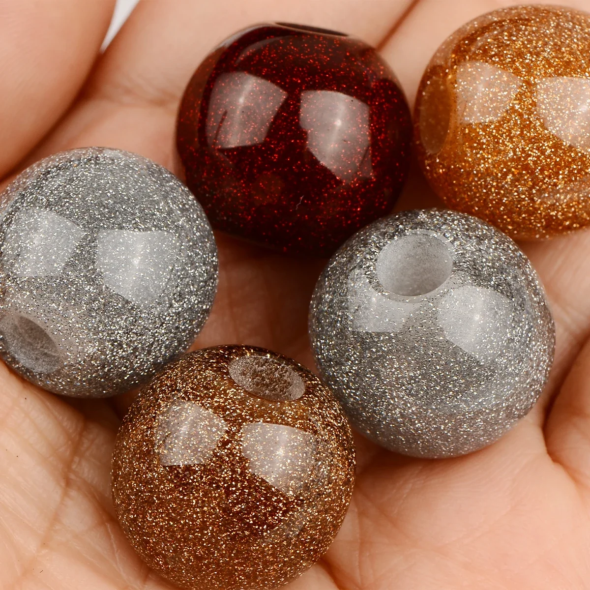

10pcs 19mm Mixed Dark Retro Big Round Large Hole Beads for Jewelry Making DIY Bracelet Hair Ornaments Beads & Bead Assortments