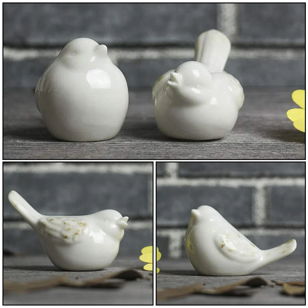 

4Pcs Ceramic Bird Statue Vivid Design Indoor Decor Desktop Ornament Wedding Party Window Display Elegant Craft