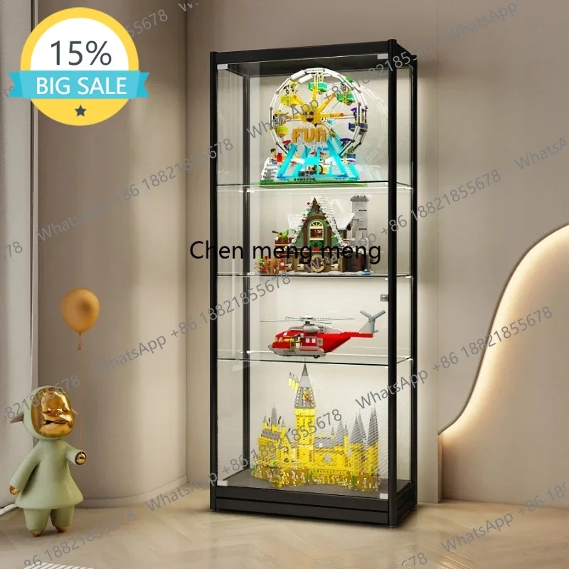 

M53 Living Room Figure Glass Showcase Model Toy Transparent Glass Household Shelf Display Cabinet