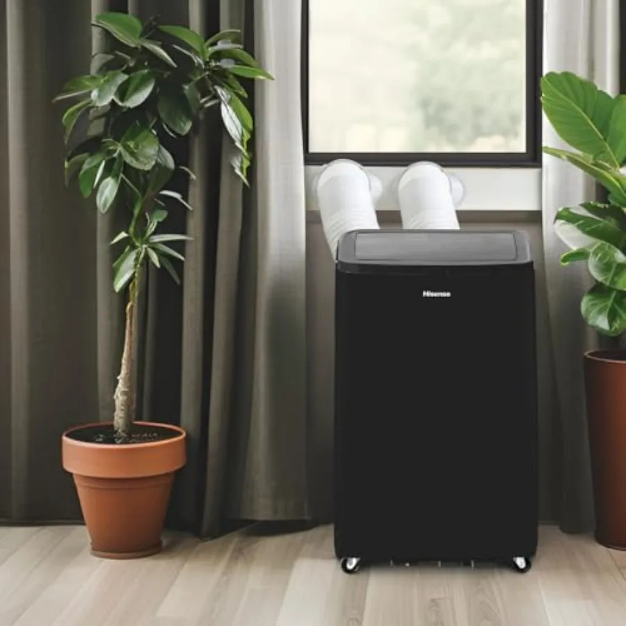 Smart portable inverter air conditioner for apartment/living room, black ABS plastic, quiet high-efficiency 10, 000 BTU cooling