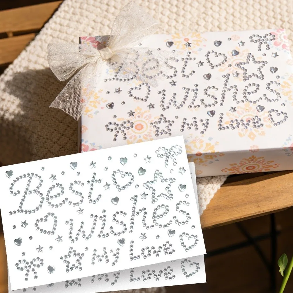 Self Adhesive Rhinestone Stickers Letter Heart And Star Pattern Crystal Letter Stickers Sparkle Finish Multiple Color Options