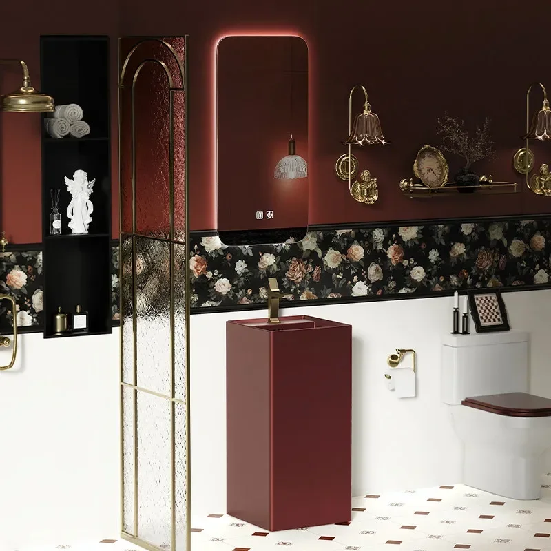 H1 French wash basin Retro column wash basin Household hotel Villa bathroom Floor-to-ceiling washbasin
