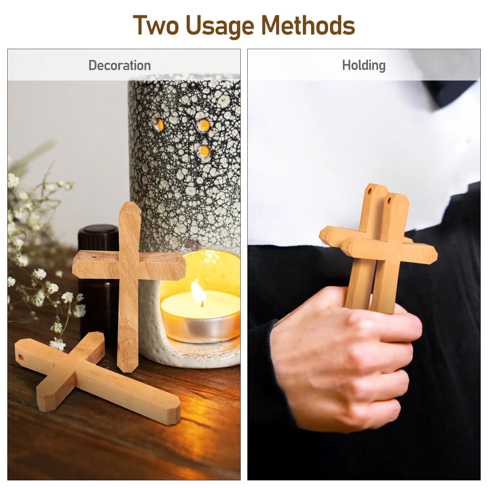 

2Pcs Olive Wood Cross Small Wooden Cross Christian Wall Decor Baptism Gifts First Communion Favors Christian Decor