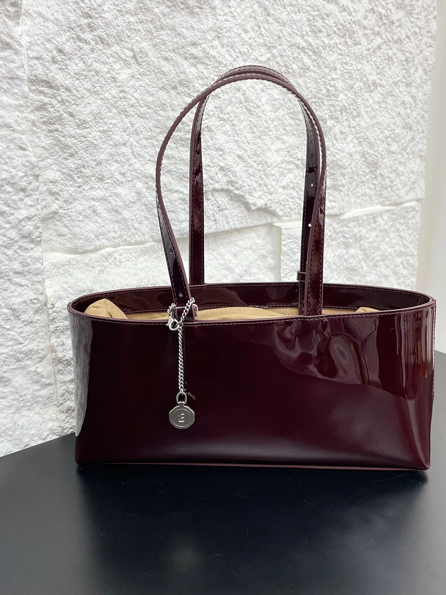 

Top Layer Cowhide Leather Tote Bag Underarm Single oulder Commuter Bag Vintage French Bread Bag Handbag for Youth