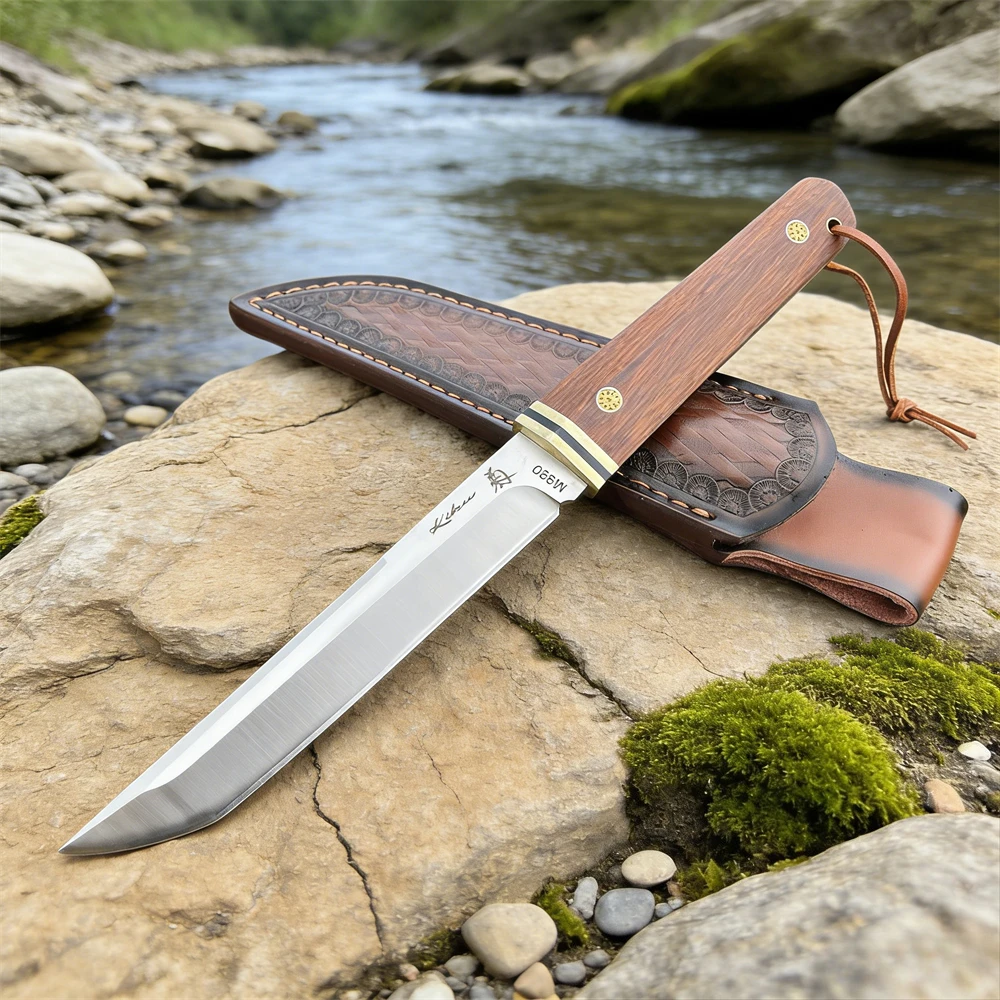 

Нож с лезвием из стали M390 высокой твердости, деревянными рукоятками, для выживания на природе, кемпинга, портативный EDC-инструмент, туристический нож.