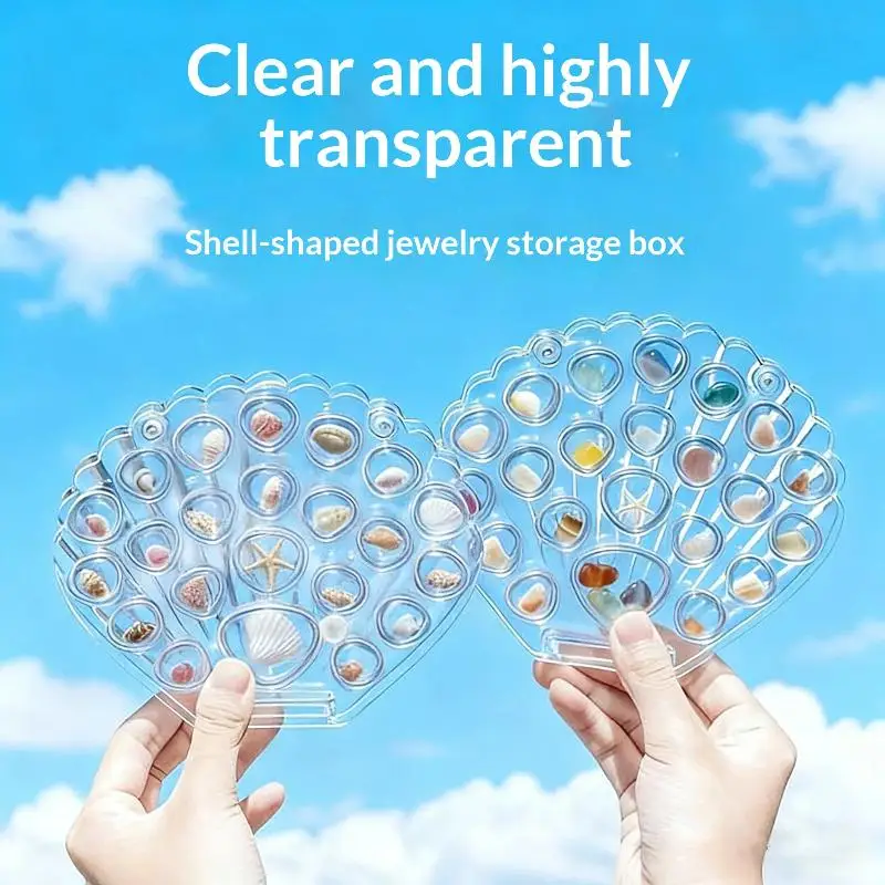 1 Set Transparent Sea Shell Display Cabinet Acrylic Shell Shape Storage Box Mini Beach Stone Decorative Storage Frame