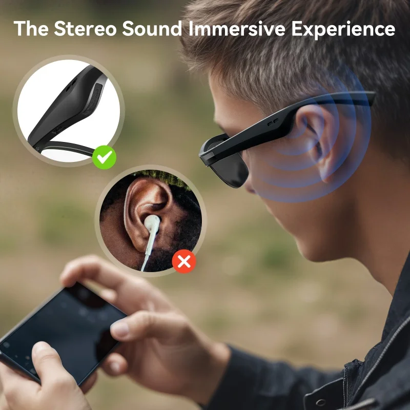 Smart Bluetooth Sunglasses for Men And Women Outdoor Sports Headphones V5.3 HIFI Anti-touch UV Protection Technological Call Gla