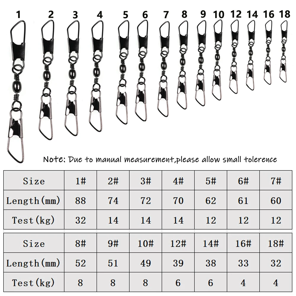 50PCS/20PCS Barrel Swivels With Double Safety Snaps Quick Change Pin Fishing Lure Hook Connector Fishing Common Accessories