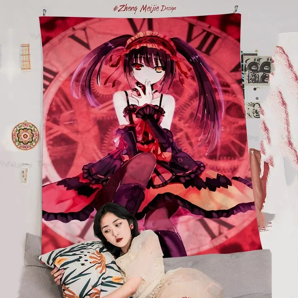 Tokisaki Kurumi Date A Live Classic Anime Printed Large Wall Tapestry Hanging Tarot Hippie Wall Rugs Dorm Cheap Hippie Hanging