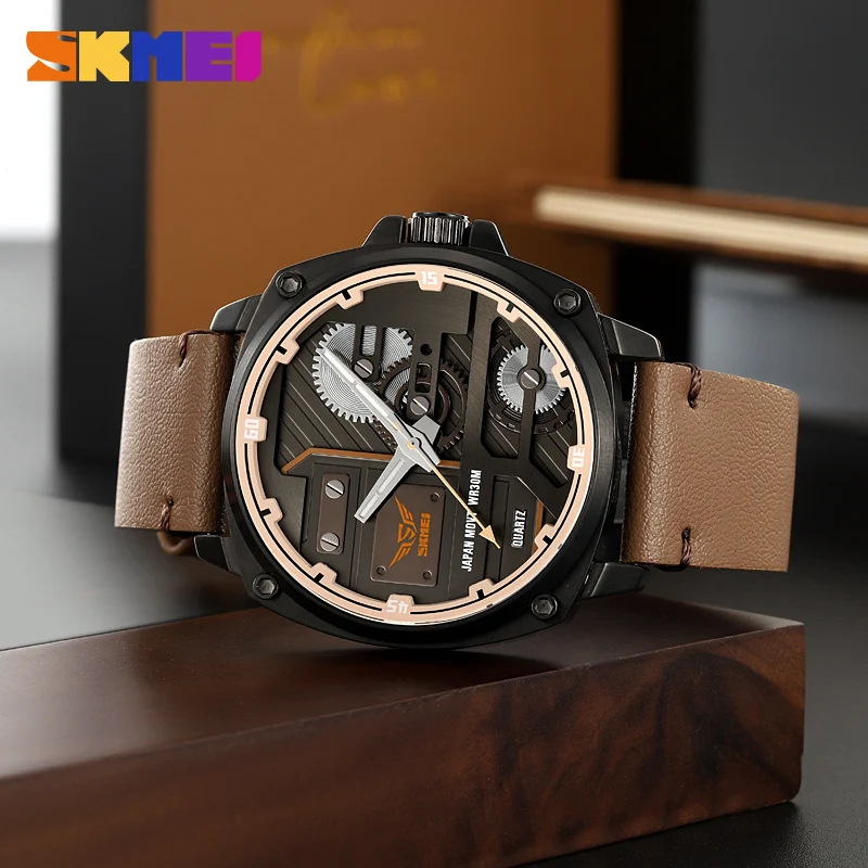 SKMEI Fashion Men\'s Watch Luxury Quartz Wristwatch Leather Strap Original Brand Business Man Clock