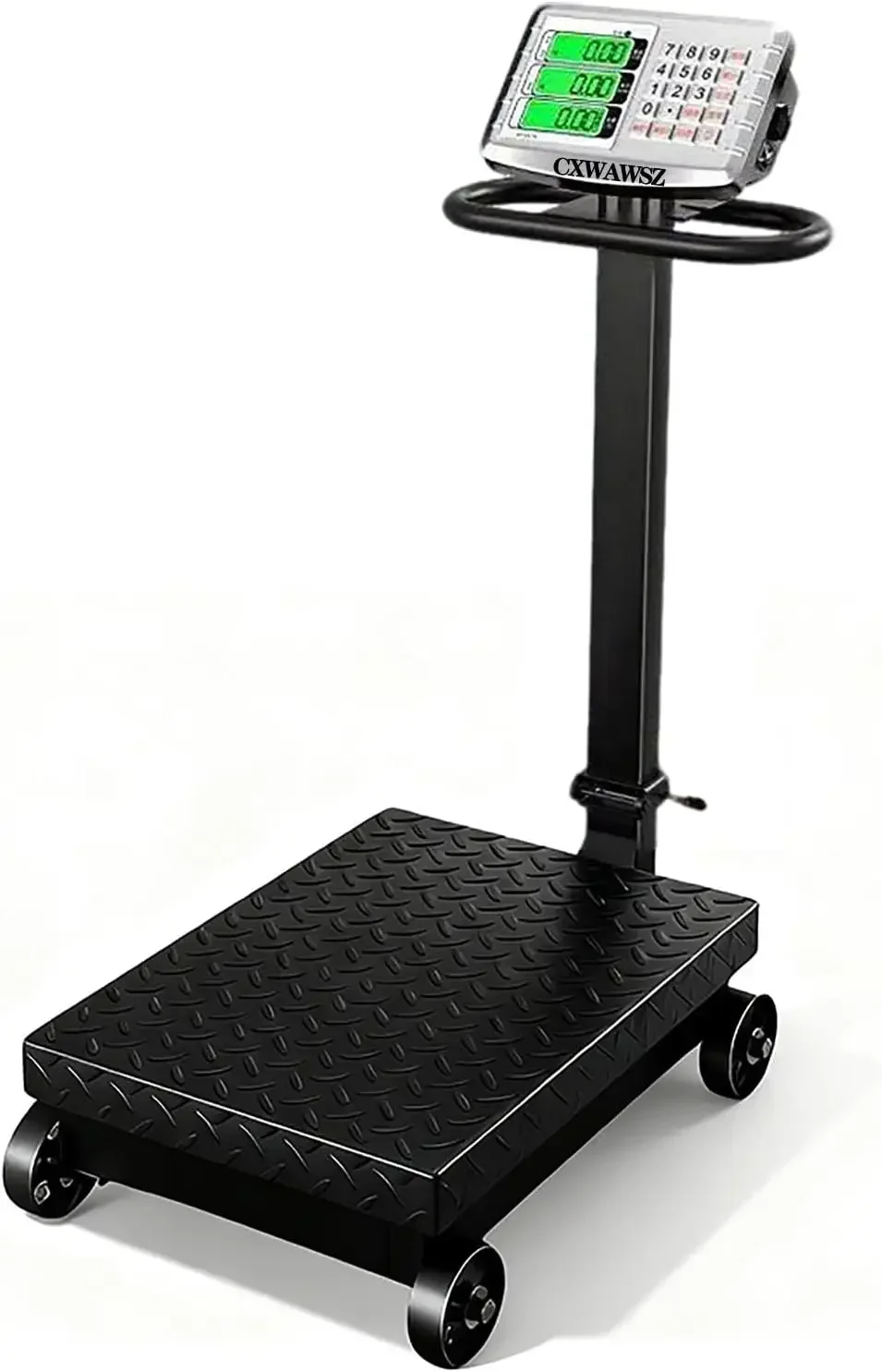 

Floor Platform Scale Wheels Digital Computing Scale Price Calculator Weighing Package Shipping Foldable