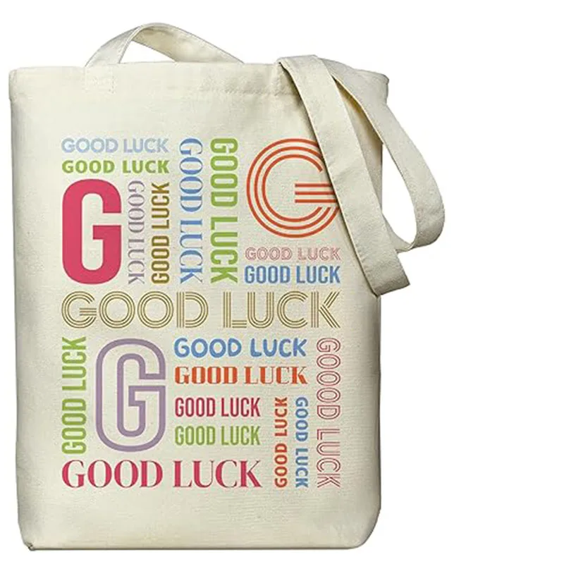 

BBA156 Text Game Aesthetic Tote Bag, Good Luck Gift, Sturdy Shoulder Book Tote Bag, Slip Pocket Canvas