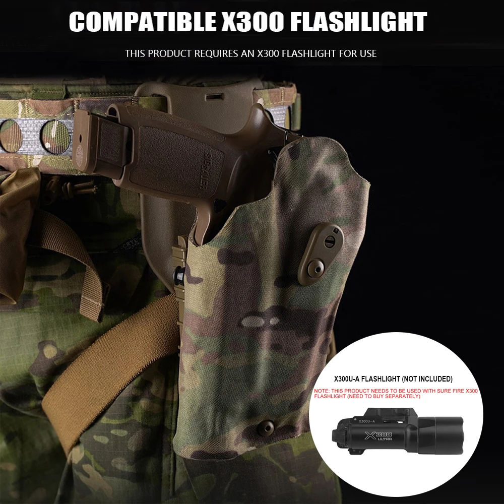 SIG P320 Holster X300U-A Ultra Flashlight Light  Coma Tactical Airsoft Holsters with Quick Release QLS Drop Leg Platform Adapt