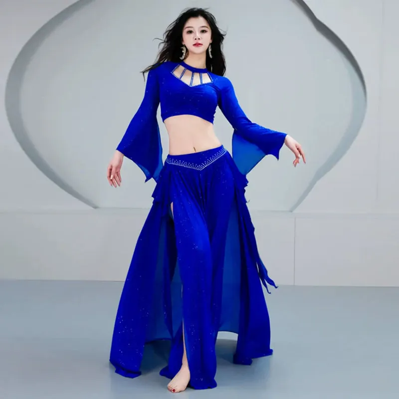 

Belly dance clothing new suit long-sleeved practice clothes fairy lotus leaf streamer practice class clothes