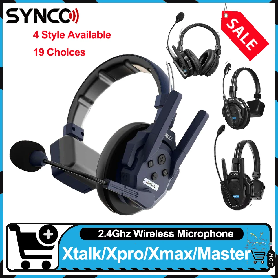 

Synco Xtalk/Xpro/Xmax/Master 2.4GHz Teamwork Wireless Remote Communication Headset Noise Isolation Cancellation Microphone