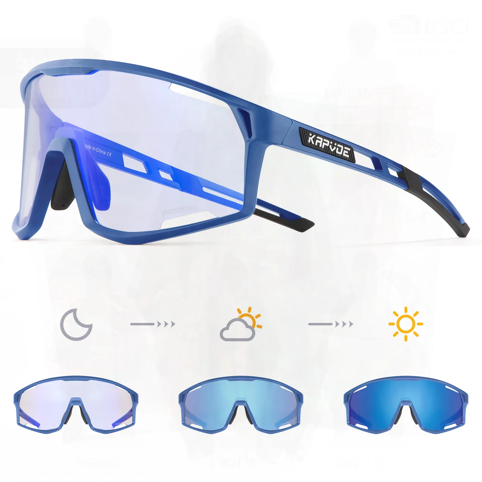 

Kapvoe Mount Everest Photochromic Unisex Mountain Bike Cycling Glasses Windproof TR90 Sports Personality Trendy Avant-garde