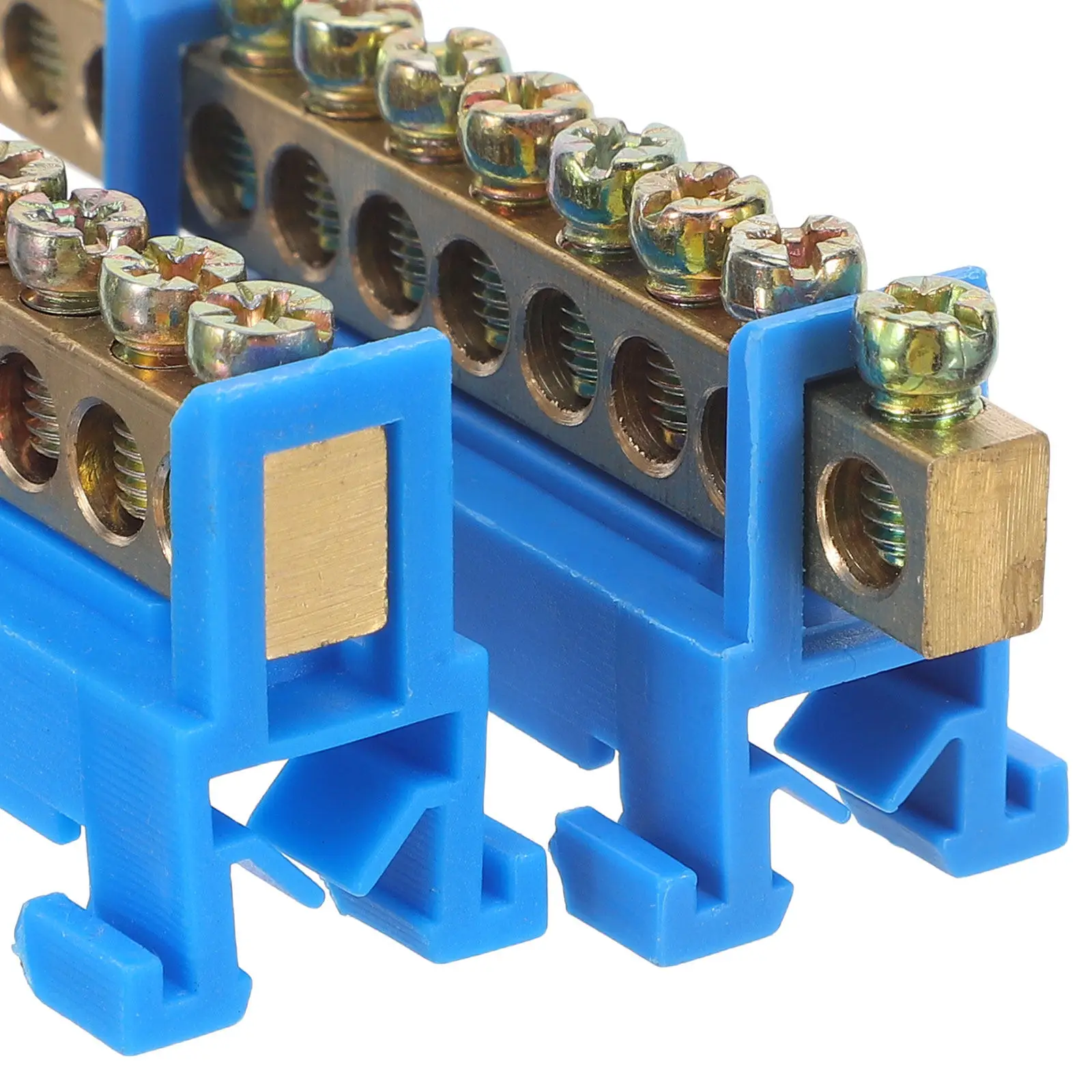 8Pcs Copper Bus Bar Terminal Block Grounding Neutral Hole 10 Hole Electrical Panel Distribution Box Wiring Ground Bus