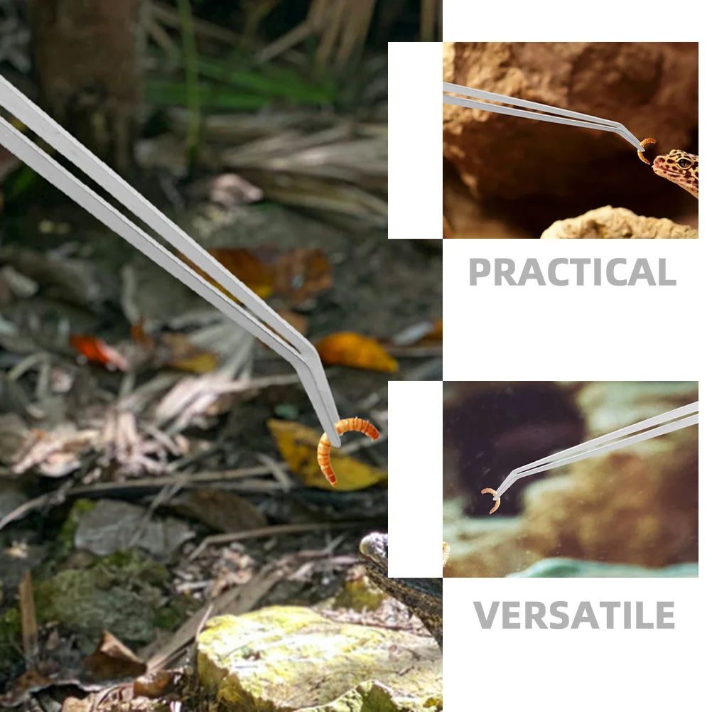 

2Pcs Extra Long Reptile Feeding Tongs Straight Curved Heads Easy Handling Durable Metal Aquarium Clip Reptile Feeding Tongs