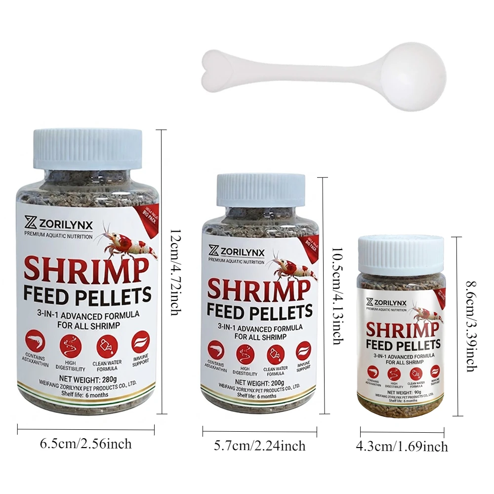 Nährstoffreiches Garnelenfutter Sinkende Pellets Hochprotein Calciumreiches Futter für Kristallrote Kirschgarnelen Aquarium ZORILYNX – Detail 2