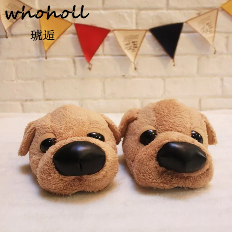 Winter Home Funny Slipper Men Cotton Cute Dog Male Plush Slipper Floor Fantufas Chauson Couple Shoe Pantuflas De Hombre Invierno