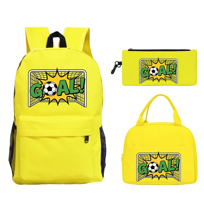 Soccer Goal Print Backpack 3pcs Teens Girls Large Schoolbags Middle Student School Backpack Book Bag Laptop Travel Rucksack