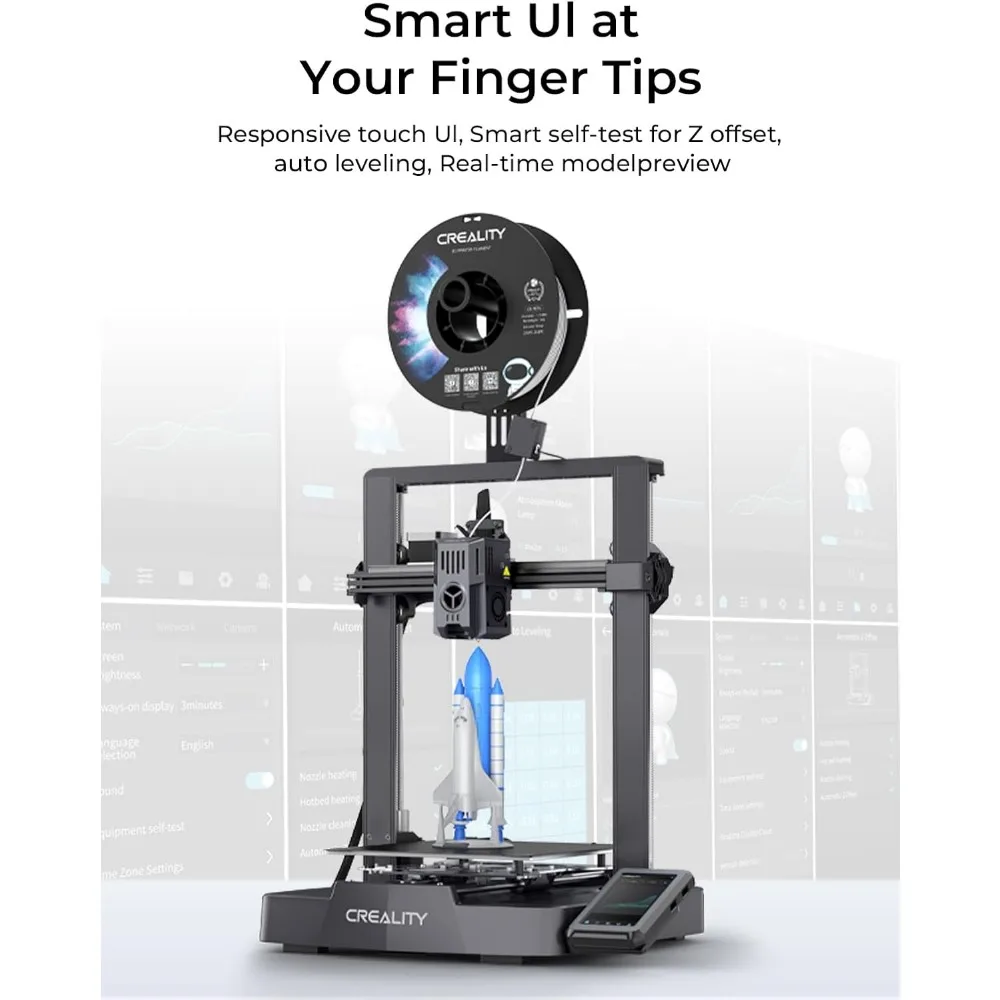 High-Speed Printing with Auto-Leveling, Self-Test 3D Printers Support 300℃ Printing Linear Rail on X-axis Double Fans Cooling