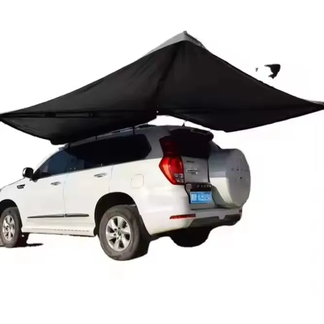 

Portable Aluminum 4 Person Rooftop Aluminium Hard Shell Sunshade Canopy Car Fan Camping Sunscreen