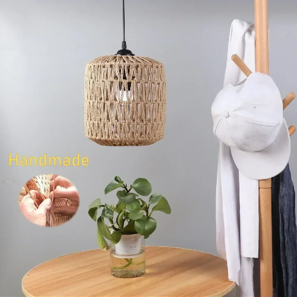 

Pure Handmade Simulated Rattan Lamp Cover Vintage Chandelier Home Chinese DIY Living Room Teahouse Lampshade Pendant Light Decor