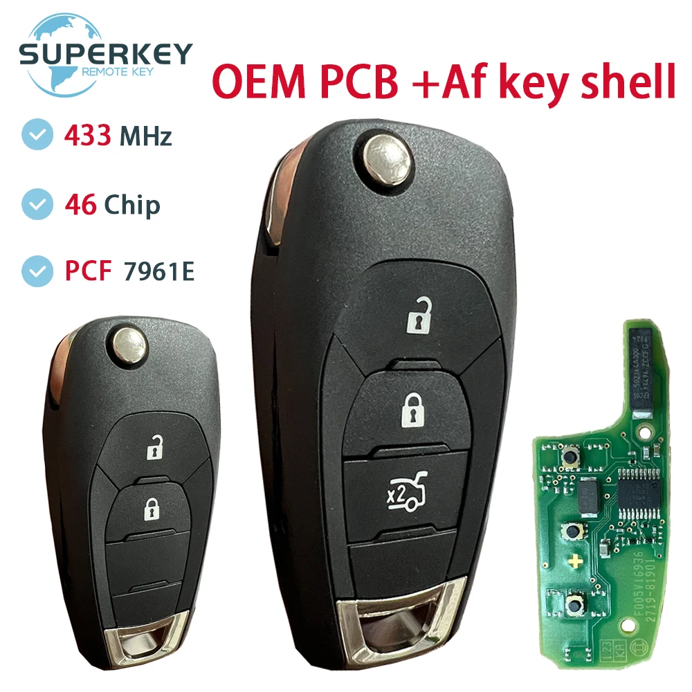 

2/3 Buts Original PCB and Aftermarket shell Control Car Remote Key ID46Chip 433MHz For Chevrolet Cruz Onix Tracker Colorado RS