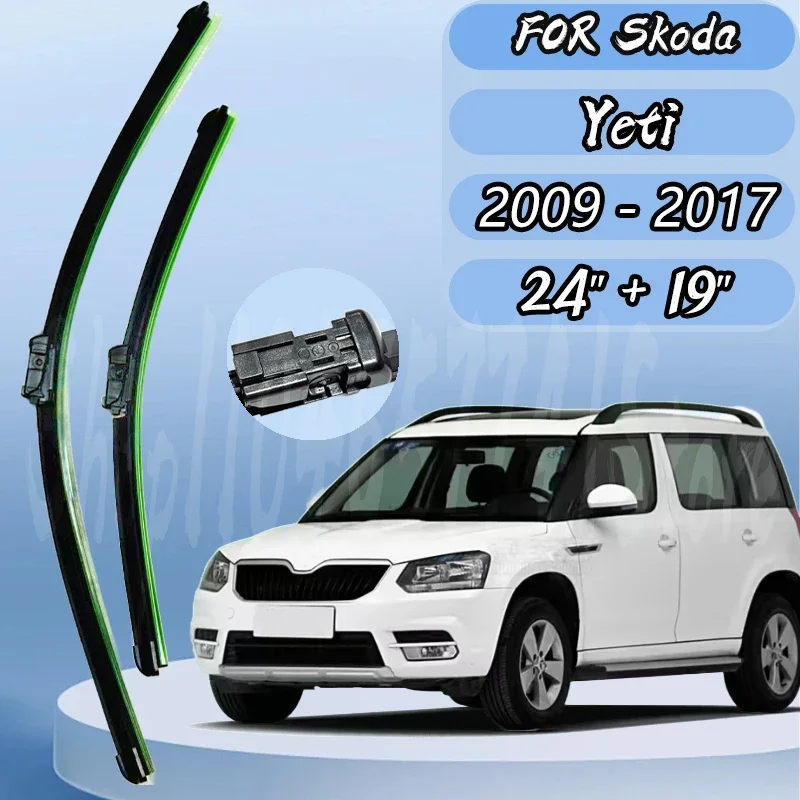

Front Wiper Blades Set For Skoda Yeti 2009 - 2017 Windshield Windscreen Window Rain Brushes 24"+19" Silent upgrade