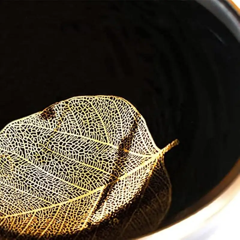 90ml Chinese Tenmokus Jianzhan Tea Bowl Golden Leaf Ceramic Tea Coffee Cup For Kungfu Tea Home Collection Gift
