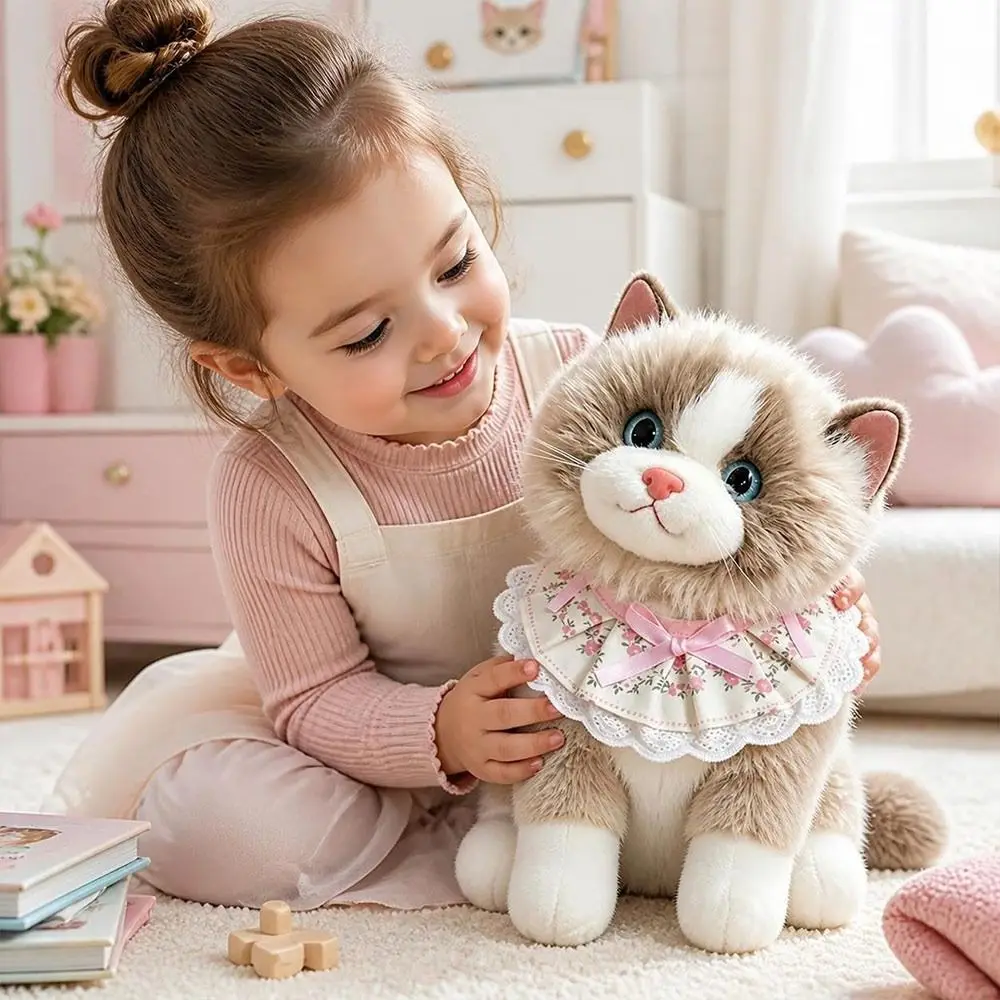 Floral Pattern Decorative Doll Bib Checkered Pattern Dress-Up Accessory Pet Bib Decorative Style Cloth Neckwear Doll Dress-Up