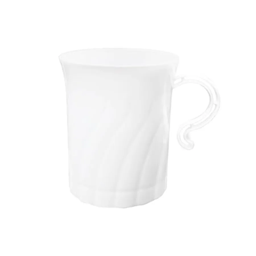 

Disposable Plastic 8 oz. Swirled Cups With Handle for Coffee/Tea/Dessert/Fruit/Punch Drinks,,20 Count
