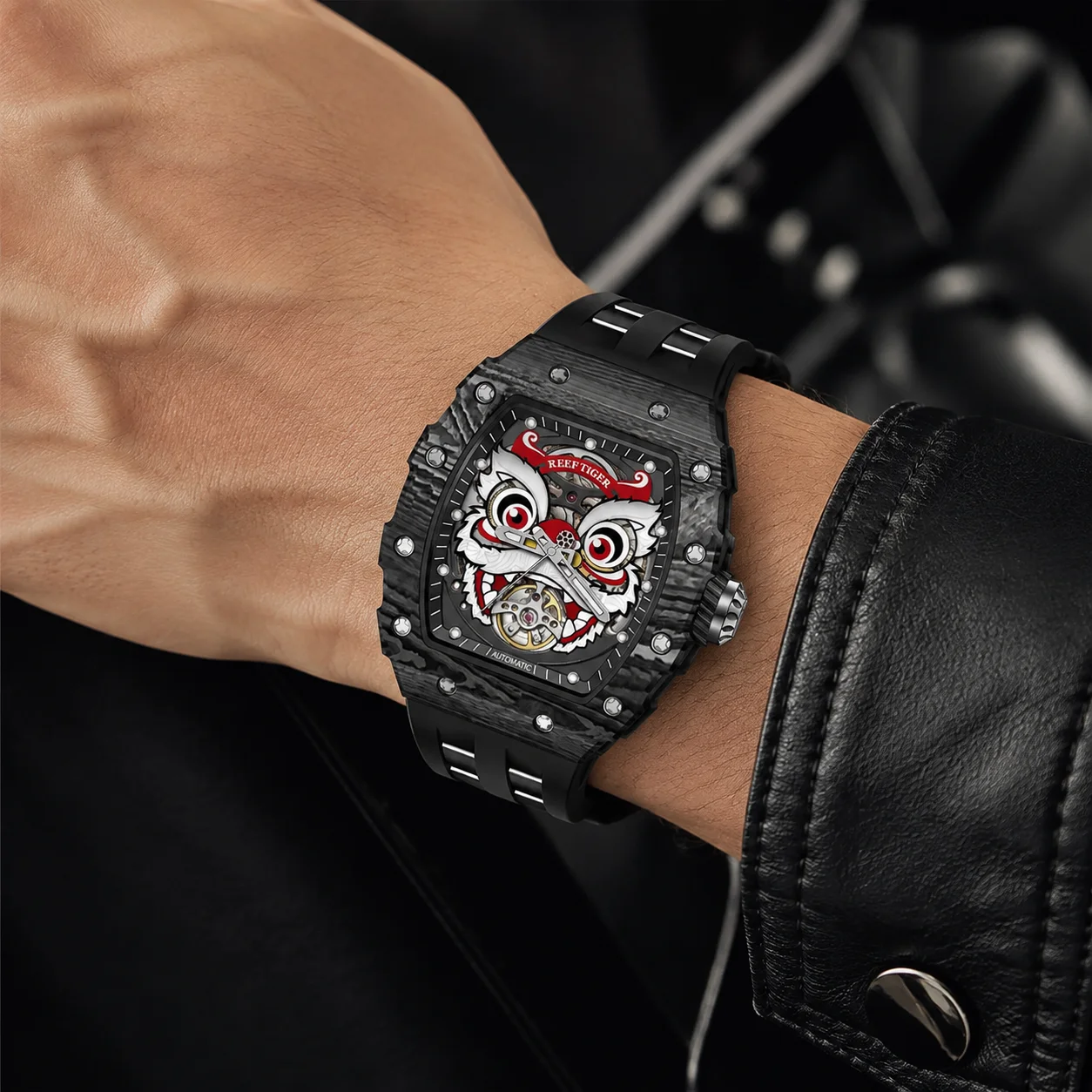 Reef Tiger Men's Luxury Mechan - Luxury Watch With Rubber Strap review and price