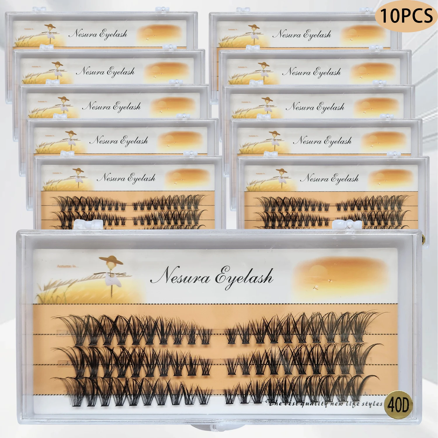 

40D ресницы, 10 коробок, набор, смешанная длина, наращивание ресниц, натуральные мягкие накладные ресницы из искусственной норки, оптовая продажа 9-16 мм