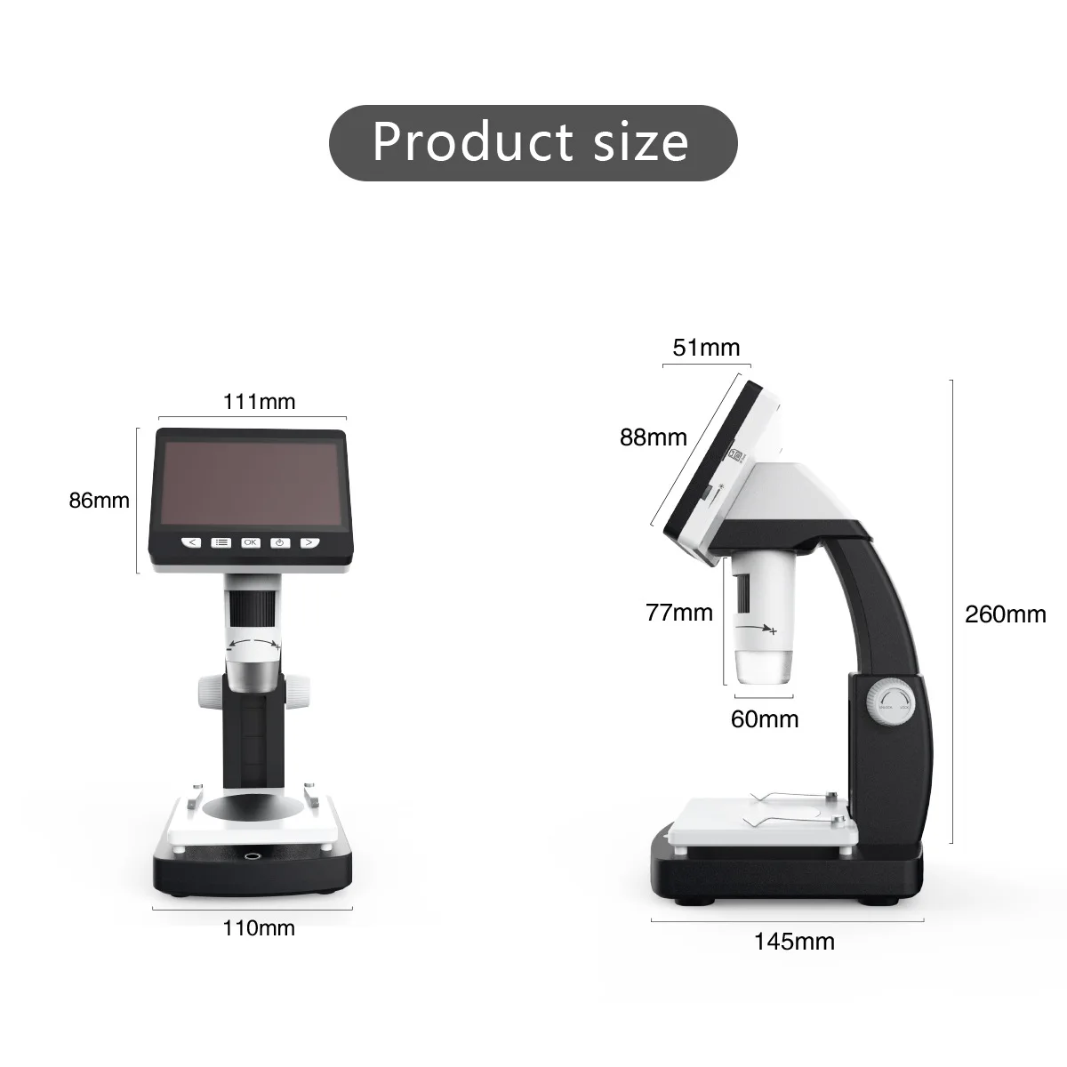 50-1000X HDMI Digital Microscope with 4.3Inch Screen for Repair Hair Skin PCB Industrial Inspection Tool