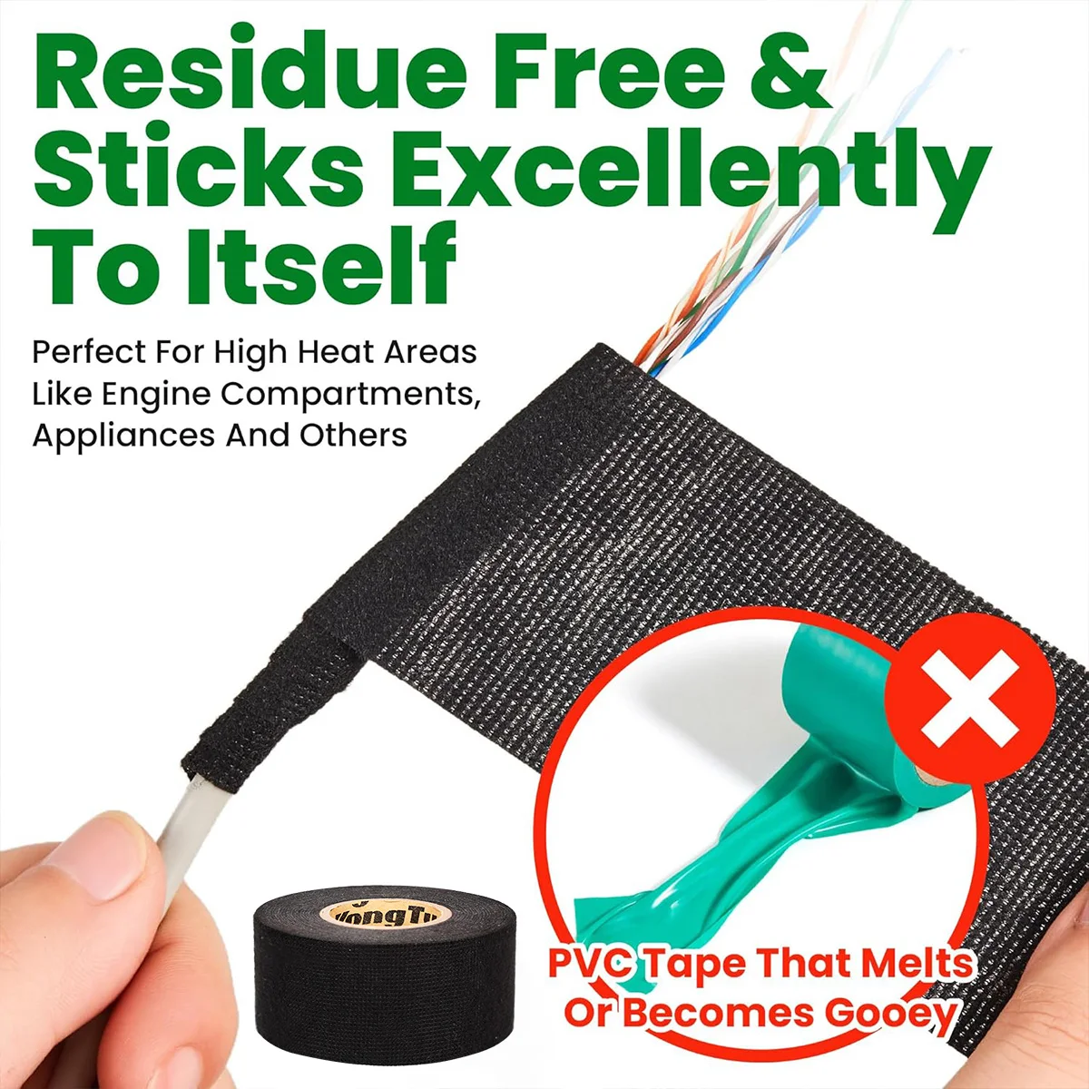 شريط أسلاك كابل السيارة بطول 15 مترًا، شريط مقاوم للحرارة ومثبطات اللهب لحماية الأسلاك #3