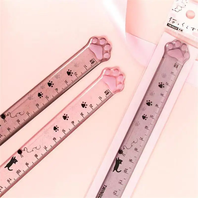 Cute Cat Paw Plastic Straight Rulers Kawaii School Office Supplies Planner Accessories Student Prize Drawing tools