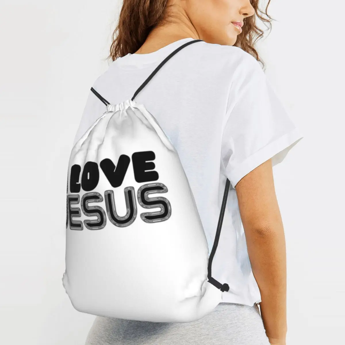 I Love Jesus Backpacks Multi-function Drawstring Bags Storage Bag Book Bags for Man Woman Students