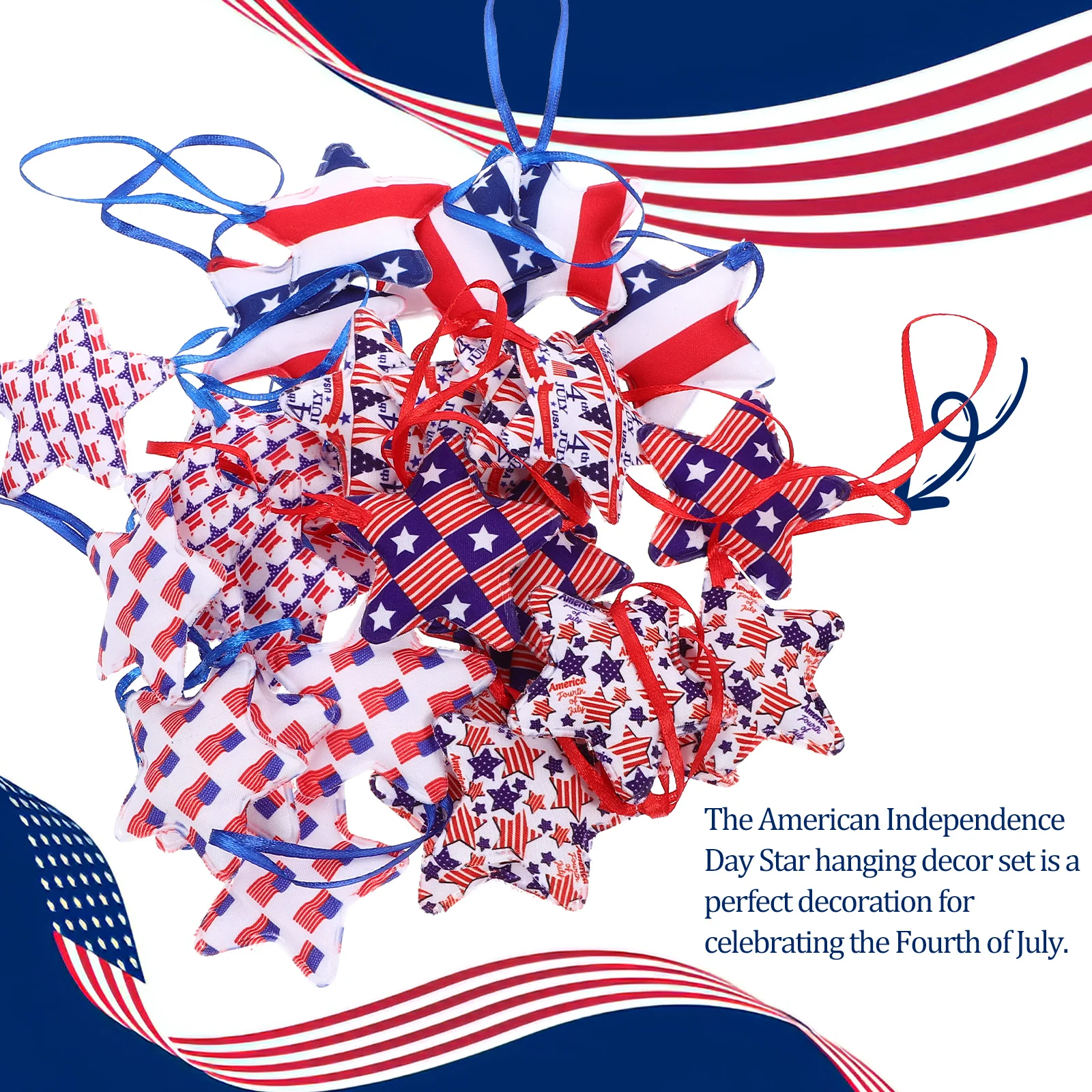 

30Pcs Five-Pointed Star Hanging Decor Usa Patriotic Hanging Stars 4Th of July Party Decorations Independence Day Ornaments